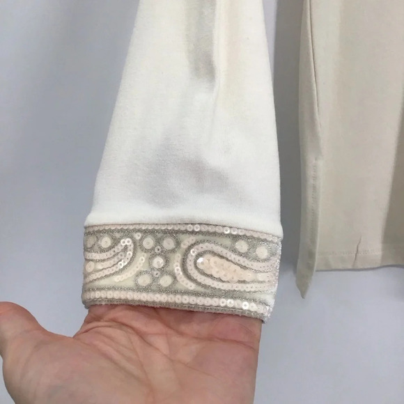 Talbots Women’s Petites Sequin Trim Party Long Sleeve Blouse/TOP NWT Size S - Picture 5 of 8